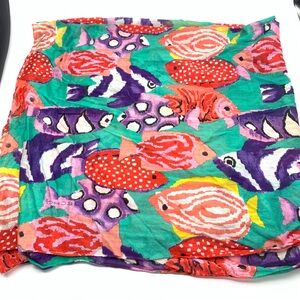 Colorful Vintage Echo 100% Cotton Fish Scarf 34” x 34”